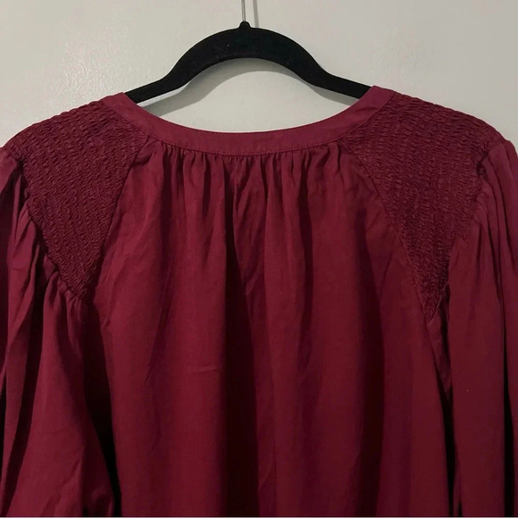 Crown Ivy Peasant Blouse Women’s XXL Red Cranberry Peasant Long Sleeve Button - Picture 7 of 14